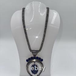Collier Naja en argent sterling Navajo ERB avec Lapis Lazuli bleu - Ernest Roy Begay Vtg