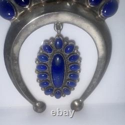Collier Naja en argent sterling Navajo ERB avec Lapis Lazuli bleu - Ernest Roy Begay Vtg