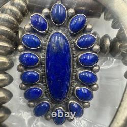 Collier Naja en argent sterling Navajo ERB avec Lapis Lazuli bleu - Ernest Roy Begay Vtg