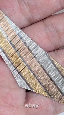 Collier Omega Gradué Tricolore en Argent Sterling d'Italie Vintage 16,5 pouces 32 g