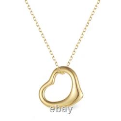 Collier Pendentif Cœur Ouvert en Vermeil 14K Argent 925 18 Cadeau Amour