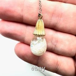 Collier Pendentif Opale Flottante en Argent Sterling Plaqué Or Vintage avec Chaîne de 20 Pouces