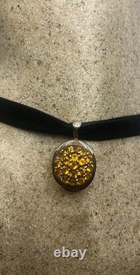 Collier Pendentif Vintage en Argent Sterling avec Citrine Citron Dorée