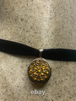 Collier Pendentif Vintage en Argent Sterling avec Citrine Citron Dorée