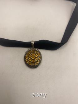 Collier Pendentif Vintage en Argent Sterling avec Citrine Citron Dorée