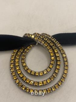 Collier Pendentif en Citrine Dorée Vintage en Argent Sterling