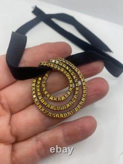 Collier Pendentif en Citrine Dorée Vintage en Argent Sterling