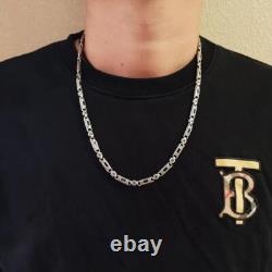 Collier Rétro Lourd en Argent Sterling 925 avec Chaîne en Zircon Vert Vintage pour Homme 24 pouces