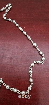 Collier Rosaire de Madonna en Perles avec Crucifix en Argent Sterling Vintage. 24. 19grs