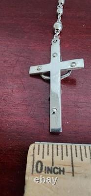 Collier Rosaire de Madonna en Perles avec Crucifix en Argent Sterling Vintage. 24. 19grs