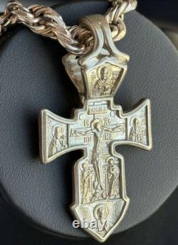 Collier Vintage Argent 925 Pendentif Jésus Bijoux Saints Orthodoxe Archange Rare