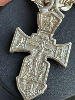 Collier Vintage Argent 925 Pendentif Jésus Bijoux Saints Orthodoxe Archange Rare