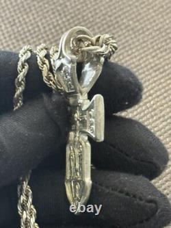 Collier Vintage Argent 925 Pendentif Jésus Bijoux Saints Orthodoxe Archange Rare