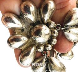 Collier Vintage Mexique en Argent Sterling avec Pétales de Fleurs Articulés des Années 1940