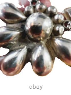 Collier Vintage Mexique en Argent Sterling avec Pétales de Fleurs Articulés des Années 1940