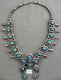 Collier Vintage Navajo Turquoise & Sterling Silver Squash Blossom