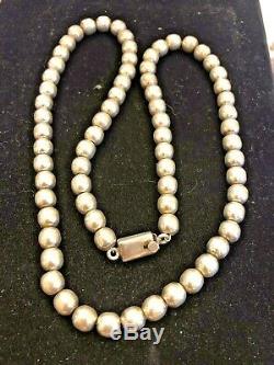 Collier Vintage Perles En Argent Sterling Taxco Td-29 Fabriqué Au Mexique