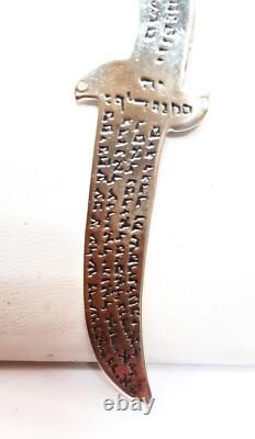 Collier Vintage en Argent Sterling Kabbalistique en Forme de Couteau. Amulette Juive. Israël