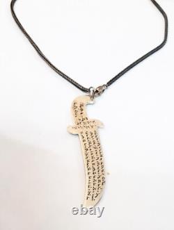 Collier Vintage en Argent Sterling Kabbalistique en Forme de Couteau. Amulette Juive. Israël