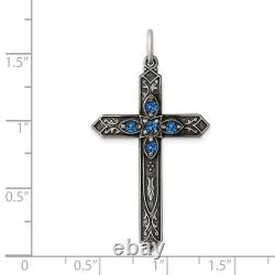 Collier croix en verre vintage avec pierre de naissance de décembre en argent sterling 925