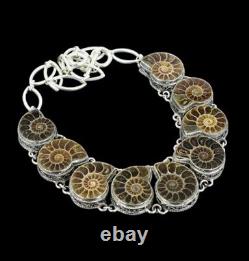 Collier d'ammonite fossile en argent sterling 925 Collier en pierre gemme 18