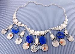 Collier de charme en pièce lapis en argent sterling vintage ethnique oriental 17