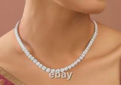 Collier de tennis pour femmes en diamant simulé rond de 22,00 Ct plaqué or blanc 14K
