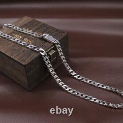 Collier en argent massif 925 pour hommes, chaîne à maillons cubains de 7 mm de largeur, longueur de 21,6 pouces