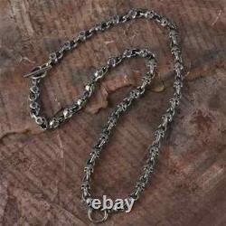 Collier en argent sterling 925 fait main, lourd, biker punk rétro avec des têtes de mort solides pour hommes N0