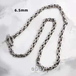 Collier en argent sterling 925 fait main, lourd, biker punk rétro avec des têtes de mort solides pour hommes N0