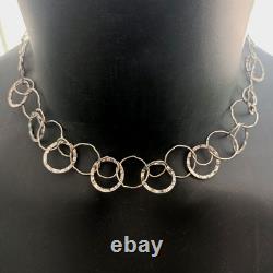 Collier en argent sterling à cerceau, moderne, architectural, artisanal, vintage 925