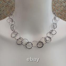 Collier en argent sterling à cerceau, moderne, architectural, artisanal, vintage 925