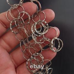 Collier en argent sterling à cerceau, moderne, architectural, artisanal, vintage 925