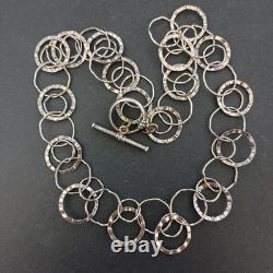 Collier en argent sterling à cerceau, moderne, architectural, artisanal, vintage 925