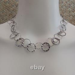 Collier en argent sterling à cerceau, moderne, architectural, artisanal, vintage 925