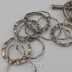 Collier en argent sterling à cerceau, moderne, architectural, artisanal, vintage 925