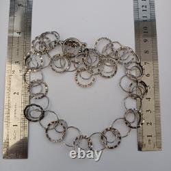 Collier en argent sterling à cerceau, moderne, architectural, artisanal, vintage 925