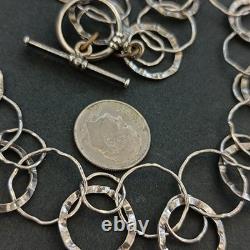 Collier en argent sterling à cerceau, moderne, architectural, artisanal, vintage 925