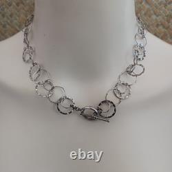 Collier en argent sterling à cerceau, moderne, architectural, artisanal, vintage 925