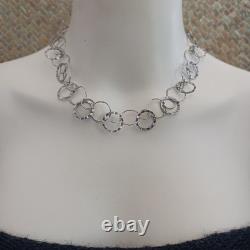 Collier en argent sterling à cerceau, moderne, architectural, artisanal, vintage 925