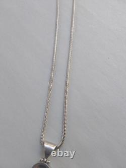 Collier en argent sterling italien Vtge 20 chaînes serpent avec deux pendentifs en pierres précieuses 925