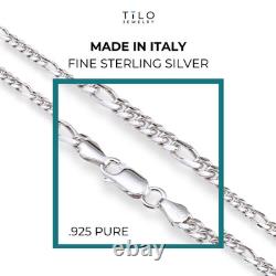 Collier en chaîne Figaro italien en argent sterling 925 solide de 3,5 mm 4 mm 20 22 24