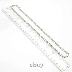 Collier en chaîne Figaro vintage en argent sterling 925 du Mexique de 22 pouces