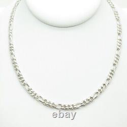 Collier en chaîne Figaro vintage en argent sterling 925 du Mexique de 22 pouces