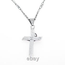 Collier en chaîne croix crucifix moderniste vintage en argent sterling 925 du Mexique 24