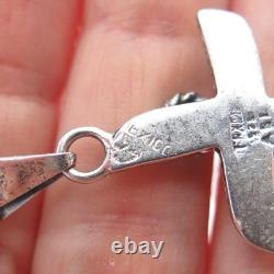 Collier en chaîne croix crucifix moderniste vintage en argent sterling 925 du Mexique 24