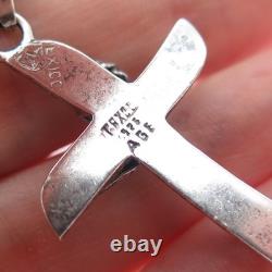 Collier en chaîne croix crucifix moderniste vintage en argent sterling 925 du Mexique 24