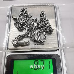 Collier en chaîne en argent sterling 925 vintage fait main signé 9,71 g unisexe