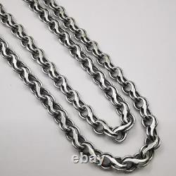 Collier en chaîne en argent sterling 925 vintage fait main signé 9,71 g unisexe
