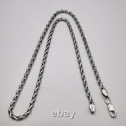 Collier en chaîne en argent sterling 925 vintage fait main signé 9,71 g unisexe